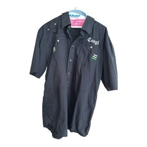 Coogi Australia 1969 Shirt Mens Black Camp Cotton Button Pocket Embroidered 2XL